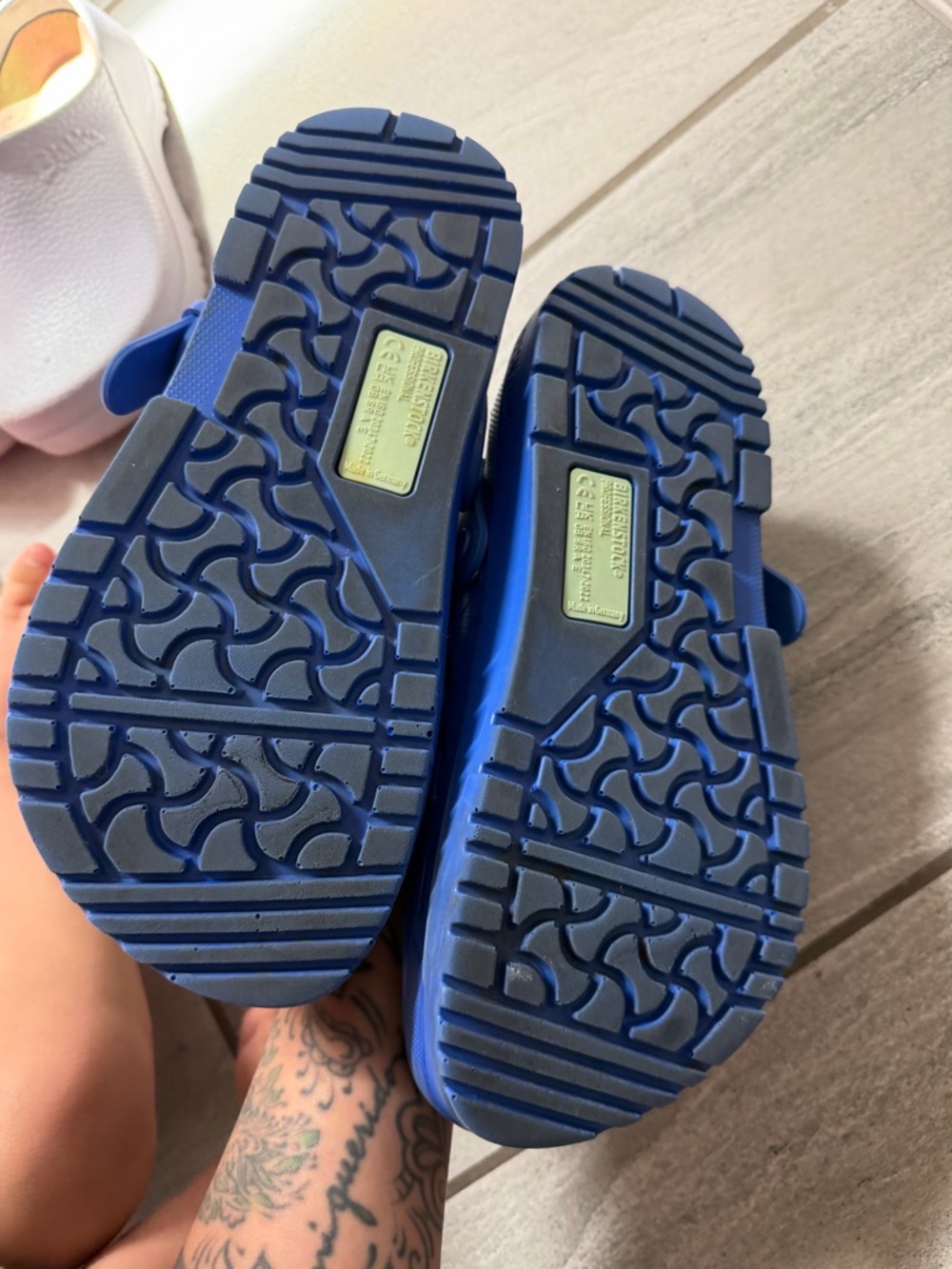 Birkenstock Women's Clogs in Black, White & Blue - Picture 5 of 10